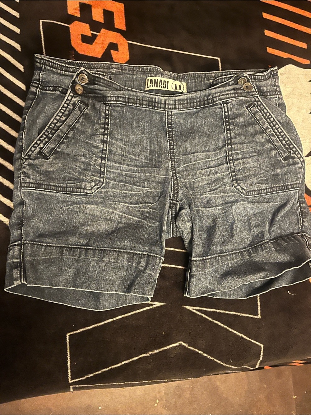 Zanadi Washed Blue Denim Shortie Shorts